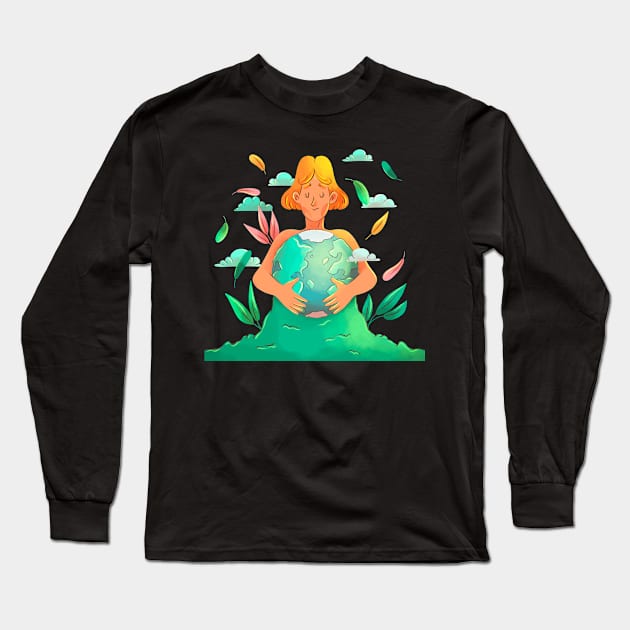 Mother Earth Protection Long Sleeve T-Shirt by Mako Design 